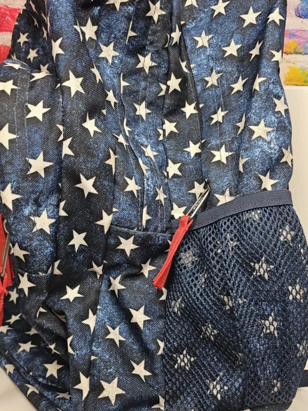 Jansport Trans Supermax Backpack Blue White Stars School Travel Pack 17